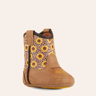 Twister Infant Baby Bucker Sunnie Tan and Sunflower Print Round Toe Cowboy Boots