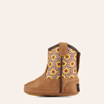 Twister Infant Baby Bucker Sunnie Tan and Sunflower Print Round Toe Cowboy Boots