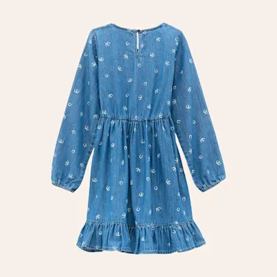 Wrangler Girls' Medium Wash Horseshoe Print Denim Dress 2 Wrangler Girls' Medium Wash Horseshoe Print Denim Dress