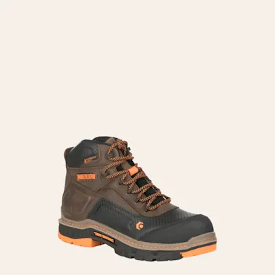 Wolverine Men's Overpass Brown and Orange Round Composite Toe Lace Up Work Boot