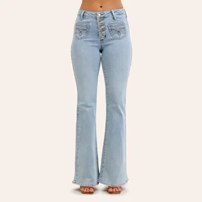 Judy Blue Women’s Light Wash Mid Rise Flare Jeans