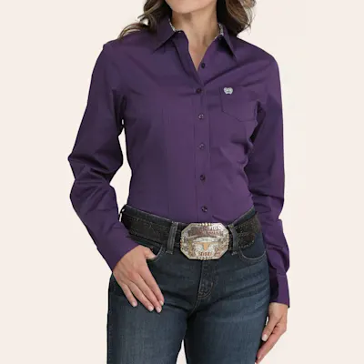 Cinch Women's Purple Button Down Western Shirt