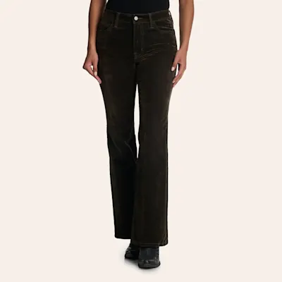 Lovervet Women's Black Flocked High Rise Flare Jeans