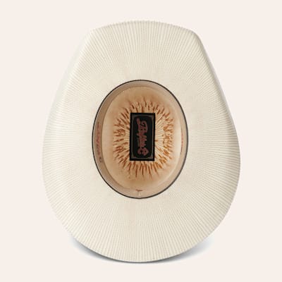 Rafter C Men's Punchy Trim Tan and Ivory Bangora Brick Crown Cowboy Hat