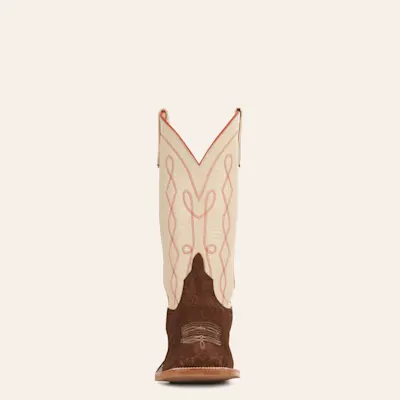 Anderson Bean Men's Tan Buffed Elephant and Bone Wide Square Toe Exotic Cowboy Boots