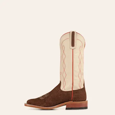 Anderson Bean Men's Tan Buffed Elephant and Bone Wide Square Toe Exotic Cowboy Boots