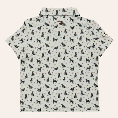 Burlebo Toddler Boys' Green Ducks & Dogs Print Performance Polo