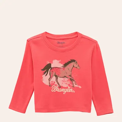 Wrangler Toddler Girls' Pink Horse Print T-Shirt
