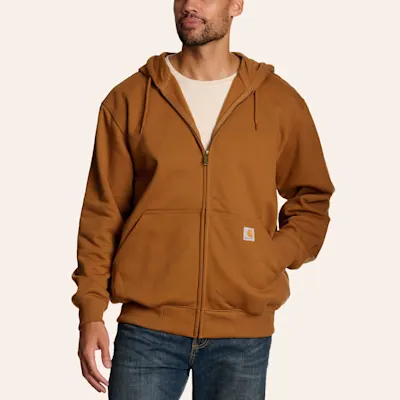 Carhartt Men's Rain Defender Loose Fit Heavyweight Brown Full Zip Sweatshirt