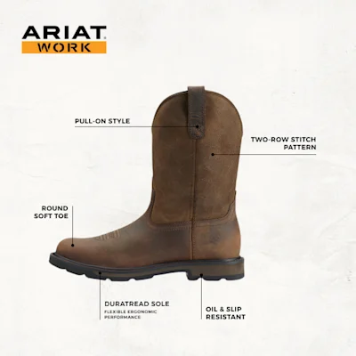 Ariat Men's Groundbreaker Distressed Brown Round Toe Work Boots