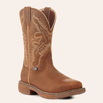 Justin Women's Stampede Rush Tan Waterproof Wide Square Composite Toe Work Boots