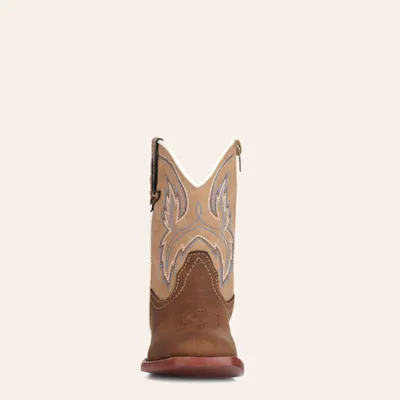 Roper Toddler Eastwood Brown and Tan Faux Leather Square Toe Cowboy Boots
