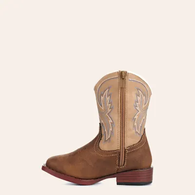 Roper Toddler Eastwood Brown and Tan Faux Leather Square Toe Cowboy Boots