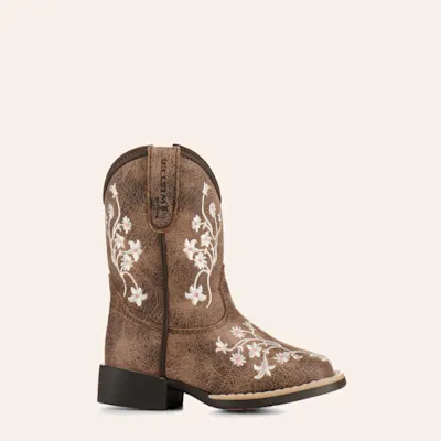 Twister Toddler Lily Brown with White Floral Embroidery Square Toe Cowboy Boots 5 Twister Toddler Lily Brown with White Floral Embroidery Square Toe Cowboy Boots