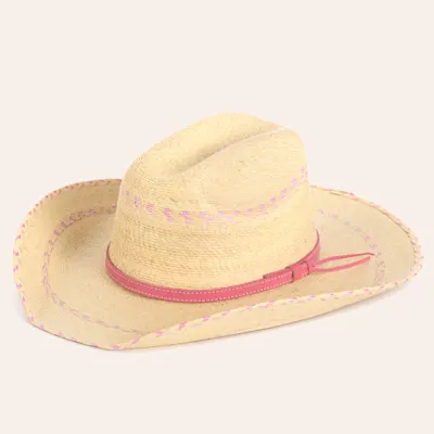 Cavender's Ranch Collection Kid's Natural & Pink Fine Palm Cowboy Hat