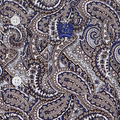 Cinch Toddler Boys' Blue & Brown Paisley Print Long Sleeve Shirt