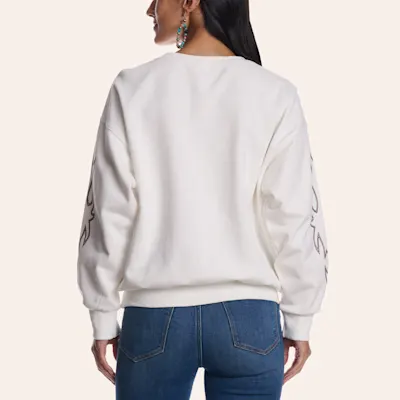 Blue B Women's Off White Boot Stitched Sweatshirt