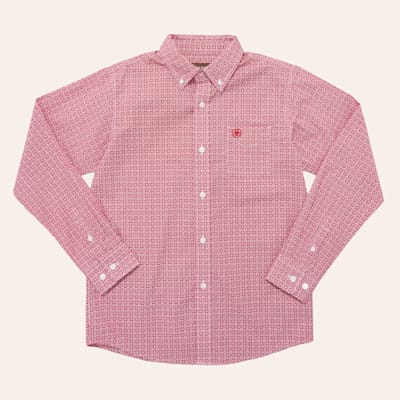 Ariat Boy's Kenny Red Medallion Print Western Shirt