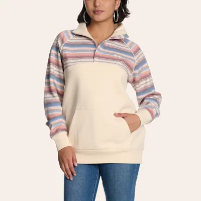 Hooey Women's Cream Serape Print Quarter Zip Sweater