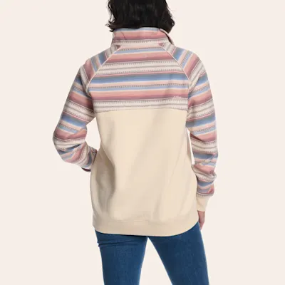 Hooey Women's Cream Serape Print Quarter Zip Sweater