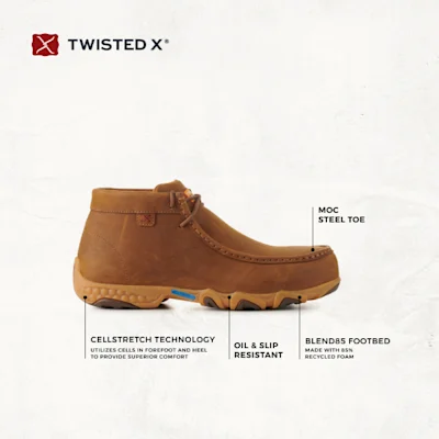 Twisted X Women's Pecan CellStretch Moc Steel Toe Lace Up Work Boots 3 Twisted X Women's Pecan CellStretch Moc Steel Toe Lace Up Work Boots
