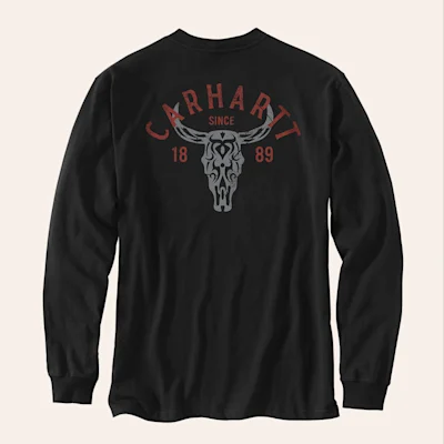 Carhartt Men's Loose Fit Heavyweight Black Longhorn Graphic T-Shirt