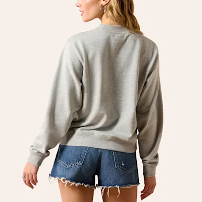 Ariat Women's Essential Heather Gray & Navy Logo Embroidered Sweatshirt