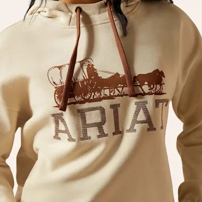Ariat Women’s Essential Cream & Brown Covered Wagon Graphic Hoodie