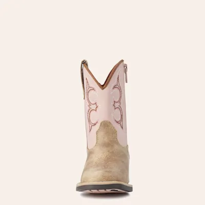 Twister Toddler Girls Posy Light Pink and Tan Wide Square Toe Cowboy Boots