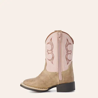 Twister Toddler Girls Posy Light Pink and Tan Wide Square Toe Cowboy Boots