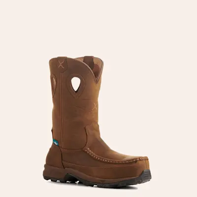 Twisted X Women's Distressed Saddle Waterproof Moc Nano Composite Toe Work Boot