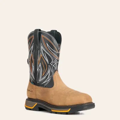 Ariat Men's Big Rig Natural Tan and Black BOA Wide Composite Square Toe Work Boot