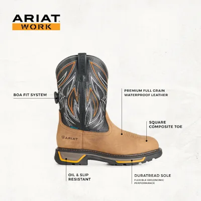 Ariat Men's Big Rig Natural Tan and Black BOA Wide Composite Square Toe Work Boot