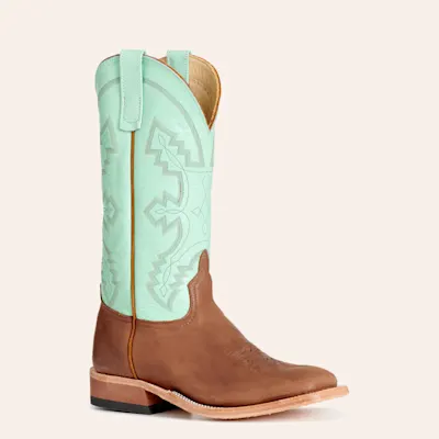 Anderson Bean Men's Brown & Mint Glove Wide Square Toe Cowboy Boots