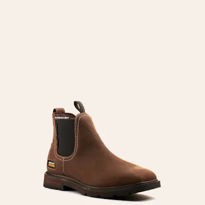 Ariat Men's Groundbreaker Chelsea Dark Brown Waterproof Wide Square Steel Toe Work Boots