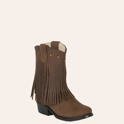 Old West Toddler Corona Calf Brown Fringe Boots