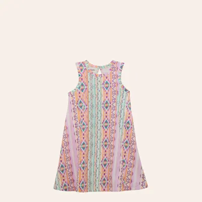 Wrangler Girl's Lavender Colorful Aztec A-Line Dress