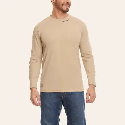 Ariat FR Men's Khaki Long Sleeve Base Layer Work T-Shirt