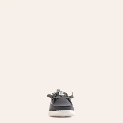 Hey Dude Women's Wendy Chambray Washed Black Moc Toe Lace Up Casual Shoes