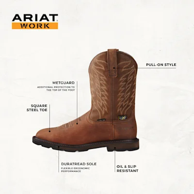 Ariat Men's Groundbreaker Brown MetGuard Square Steel Toe Work Boot