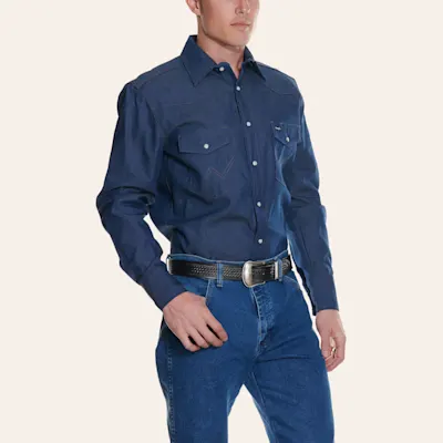 Wrangler Cowboy Cut Rigid Denim Workshirt - Big & Tall Sizes
