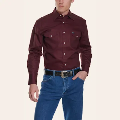 Wrangler Burgundy Twill Workshirt - Alpha Big & Tall Sizes
