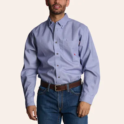 Forge Men's Blue Geo Print FR Long Sleeve Shirt