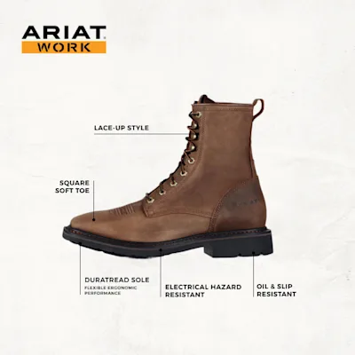 Ariat Men's Cascade Alamo Brown Wide Square Toe Lace Up Work Boots