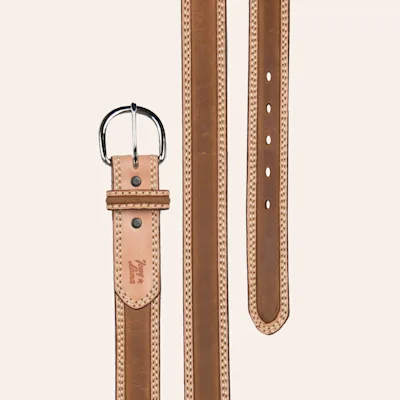 Tony Lama Men's Natural Bark Brown Double Stitch Stockman Western Belt 2 Tony Lama Men's Natural Bark Brown Double Stitch Stockman Western Belt