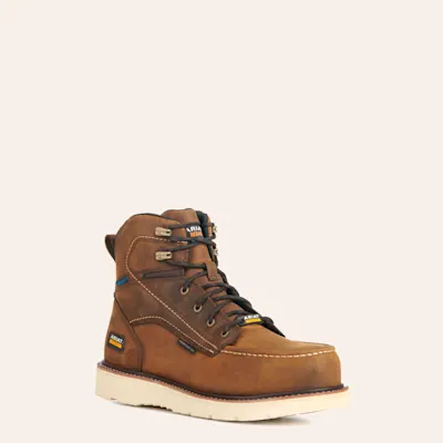 Ariat Men's Rebar Wedge Distressed Brown Moc Composite Toe 6" Waterproof Lace Up Work Boot