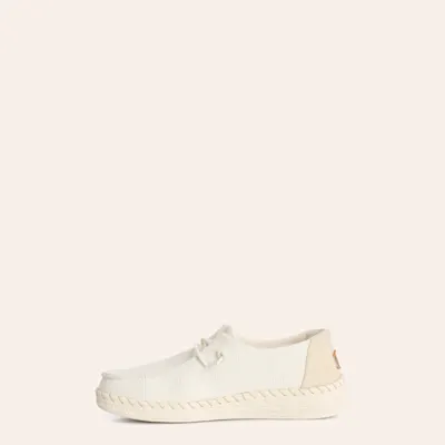 Hey Dude Women’s Wendy White Espadrille Woven Lace Up Moc Toe Casual Shoes