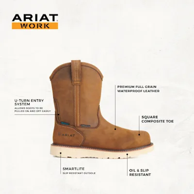 Ariat Men's Rebar Wedge Distressed Brown Waterproof Round Composite Toe Pull-On Work Boots 3 Ariat Men's Rebar Wedge Distressed Brown Waterproof Round Composite Toe Pull-On Work Boots