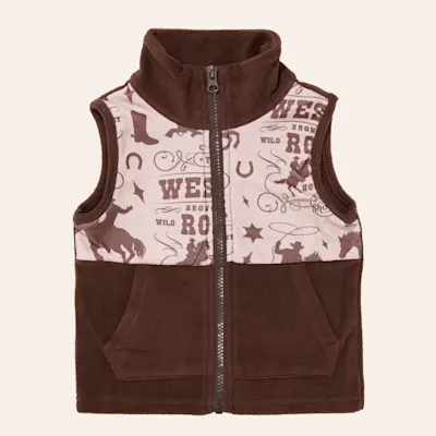 Shea Baby Toddler Boys' Brown Western Print Fleece Vest