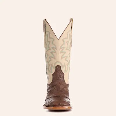 Cavender's Women's Tobacco & Bone Ostrich Wide Square Toe Cowboy Boots